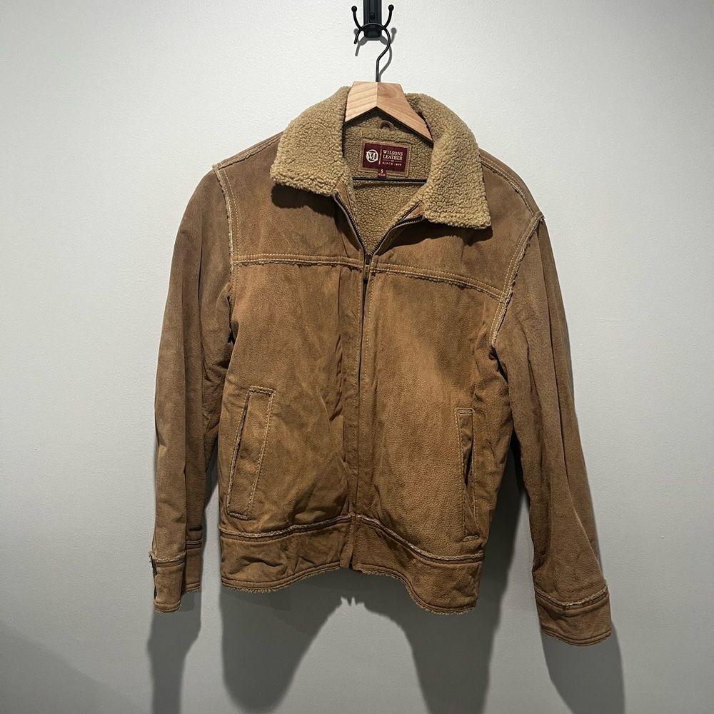 Men’s Wilsons Leather Genuine Leather Tan Sherpa Lined Jacket S